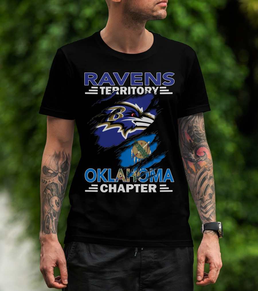 Ravens Territory Oklahoma Chapter Baltimore Football Fan Club T-Shirt
