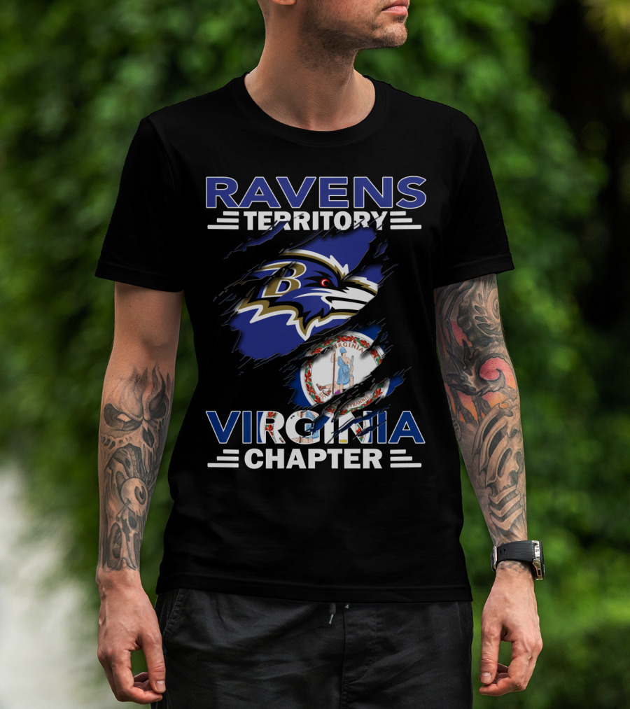 Ravens Territory Virginia Chapter Baltimore Ravens Logo Virginia State Flag T-Shirt