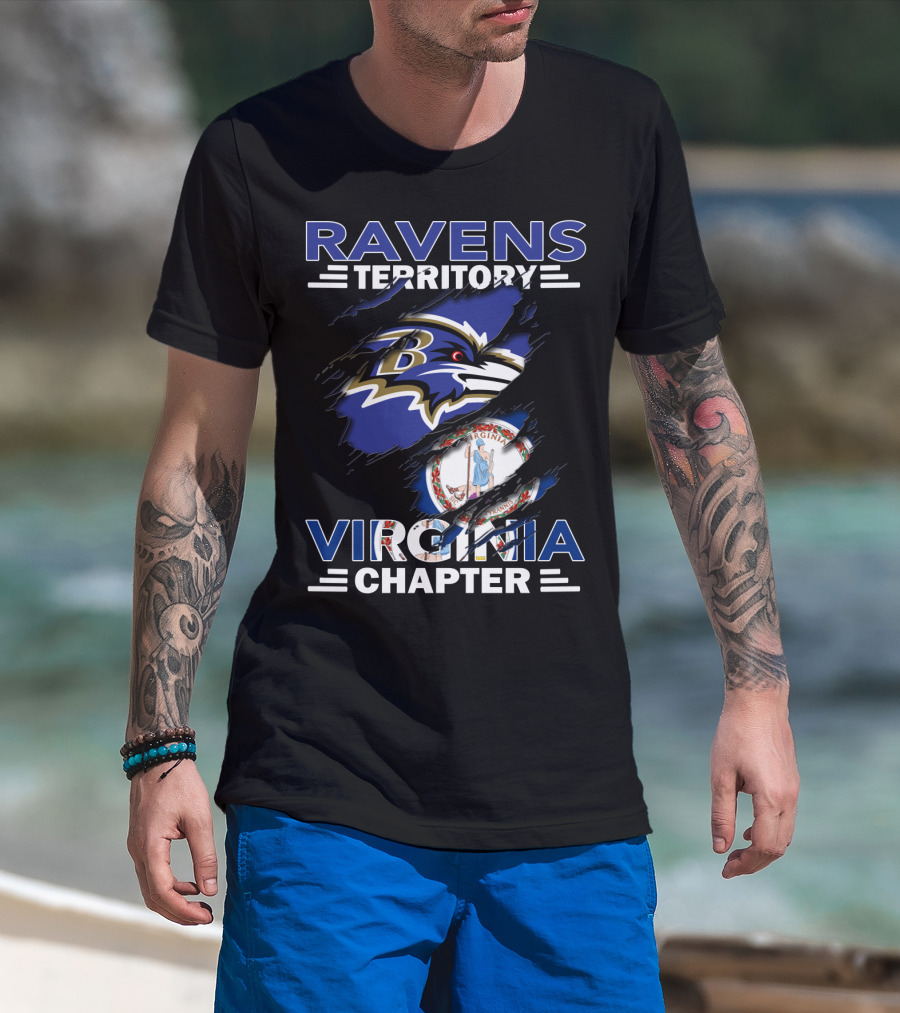 Ravens Territory Virginia Chapter Baltimore Ravens Logo Virginia State Flag T-Shirt
