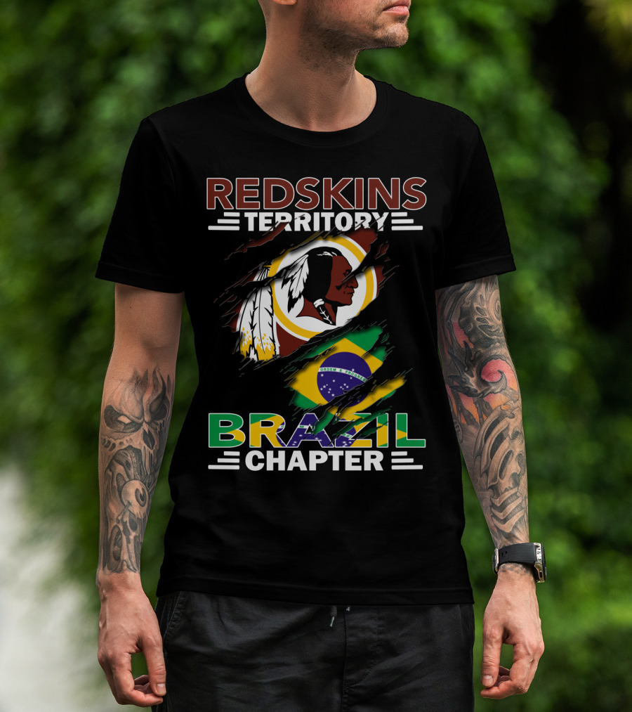 Redskins Territory Brazil Chapter Nfl Team Logo And Brazil Flag T-Shirt