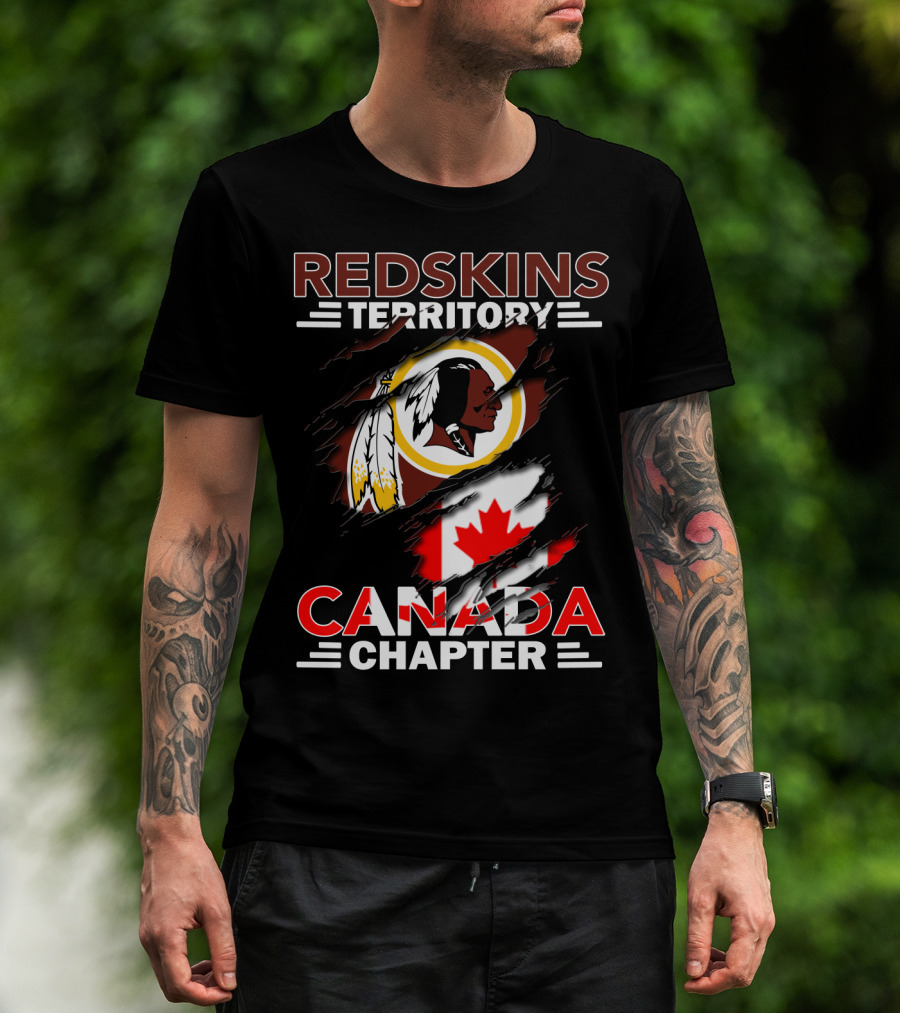Redskins Territory Canada Chapter Flag Design Featuring Logo And Canadian Flag Elements T-Shirt
