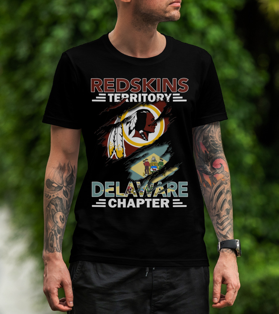 Redskins Territory Delaware Chapter Emblem With State Flag Elements T-Shirt