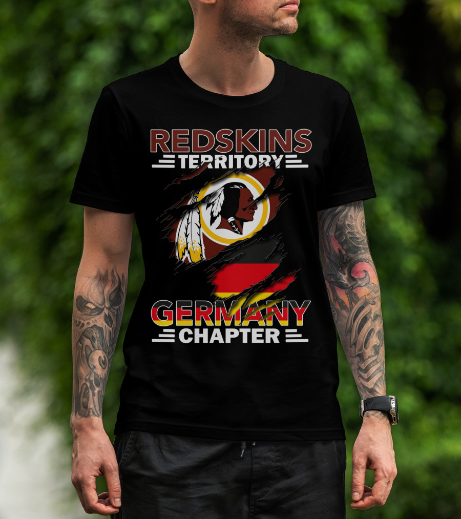 Redskins Territory Germany Chapter Football Fan Logo With Flag T-Shirt
