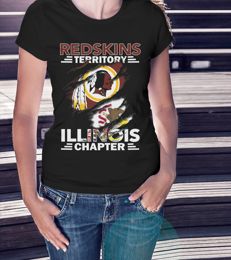 Redskins Territory Illinois Chapter Nfl Logo Illinois State Flag T-Shirt
