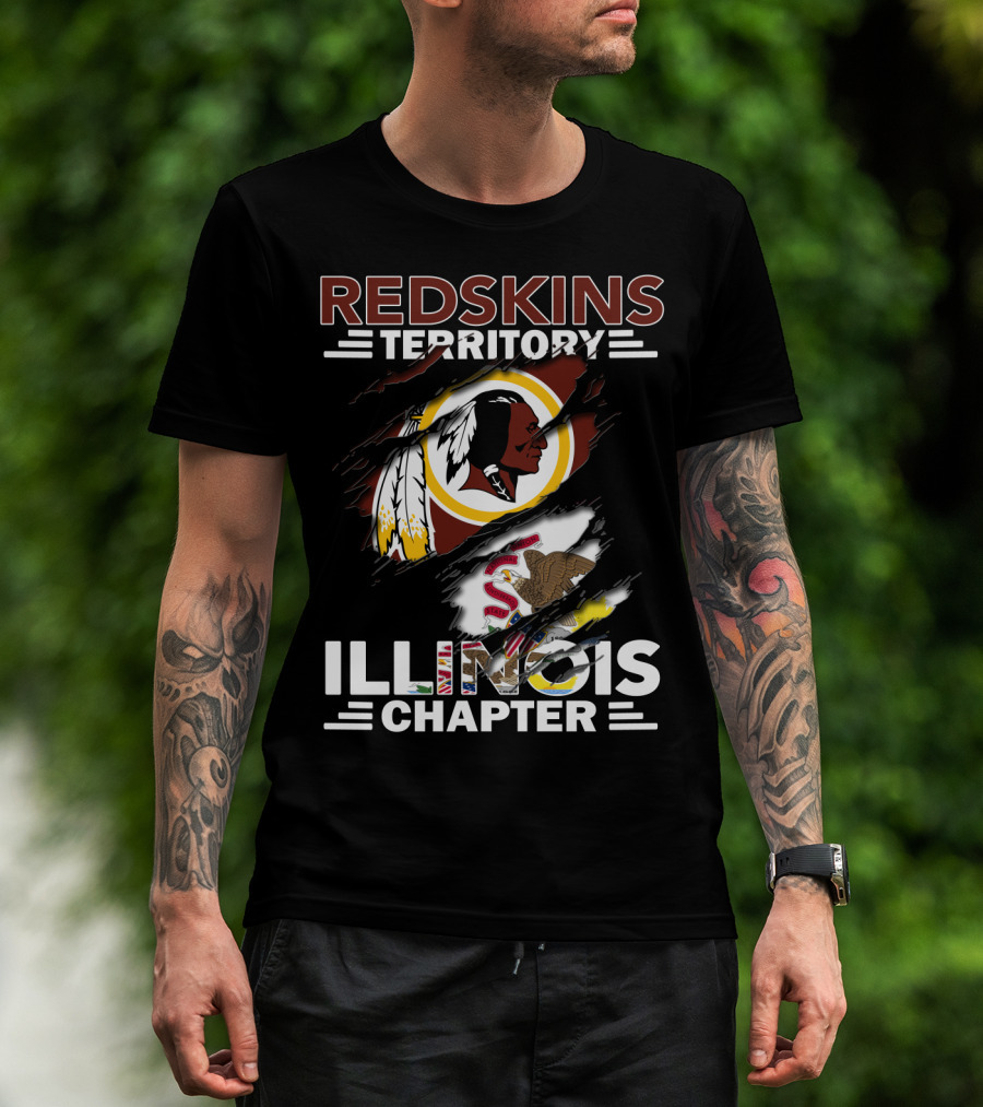 Redskins Territory Illinois Chapter Nfl Logo Illinois State Flag T-Shirt