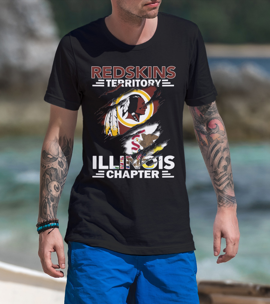 Redskins Territory Illinois Chapter Nfl Logo Illinois State Flag T-Shirt