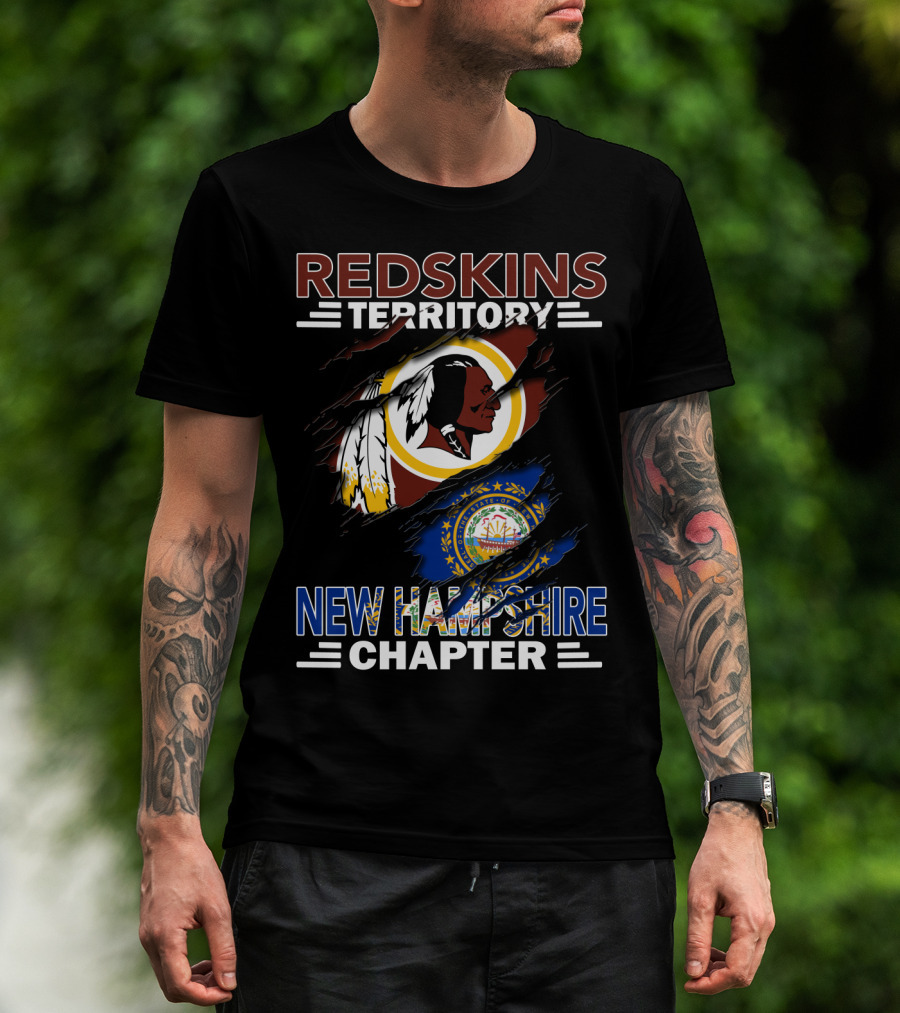 Redskins Territory New Hampshire Chapter Fan Community Logo And State Flag Combination T-Shirt