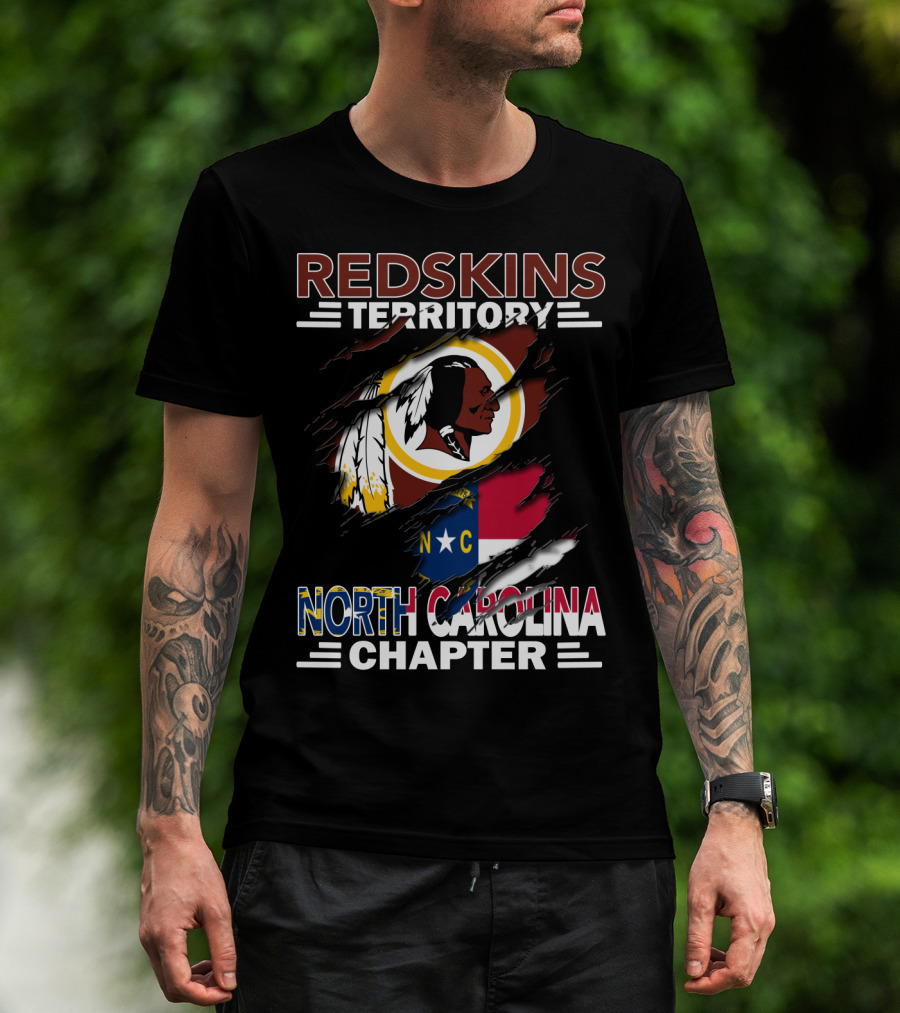 Redskins Territory North Carolina Chapter Redskins Logo With North Carolina Flag T-Shirt