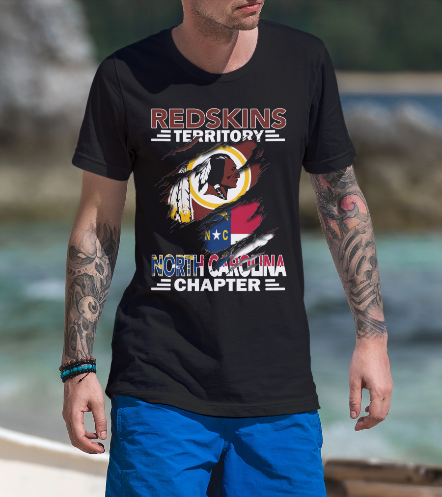 Redskins Territory North Carolina Chapter Redskins Logo With North Carolina Flag T-Shirt