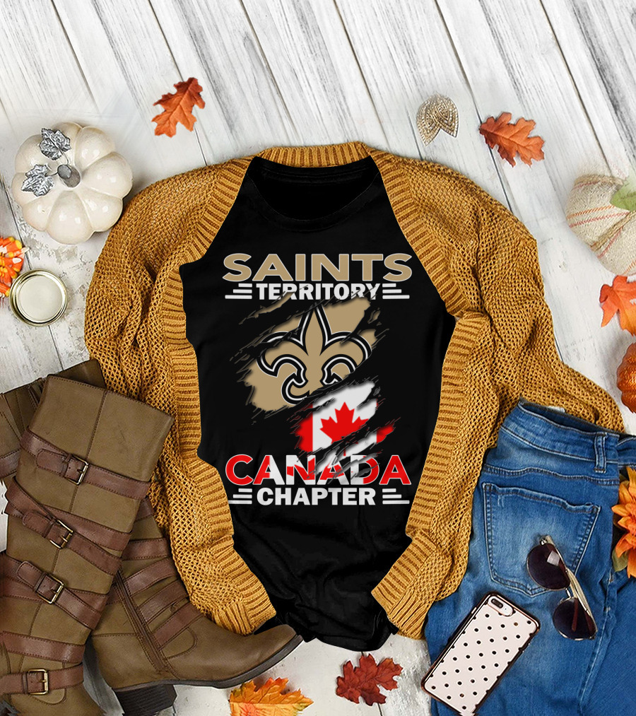Saints Territory Canada Chapter Fleur-de-Lis and Maple Leaf T-Shirt