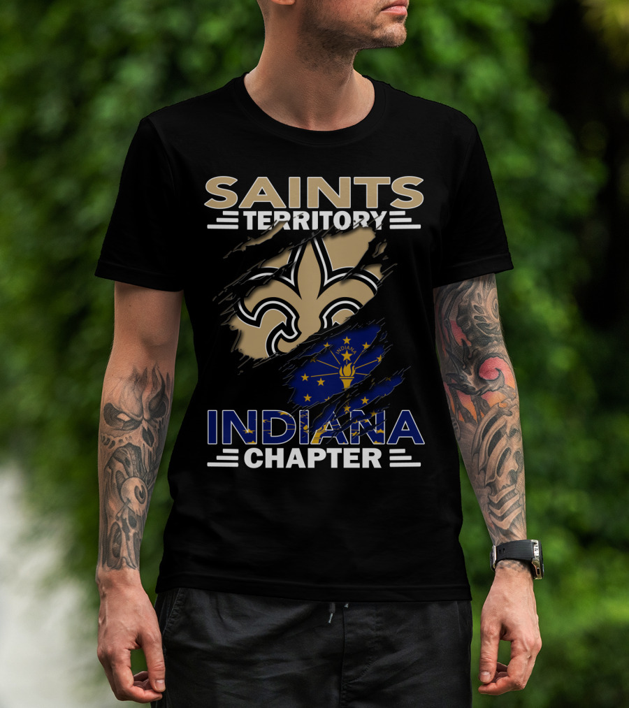 Saints Territory Indiana Chapter Fleur-de-Lis And Indiana Flag Collaboration T-Shirt
