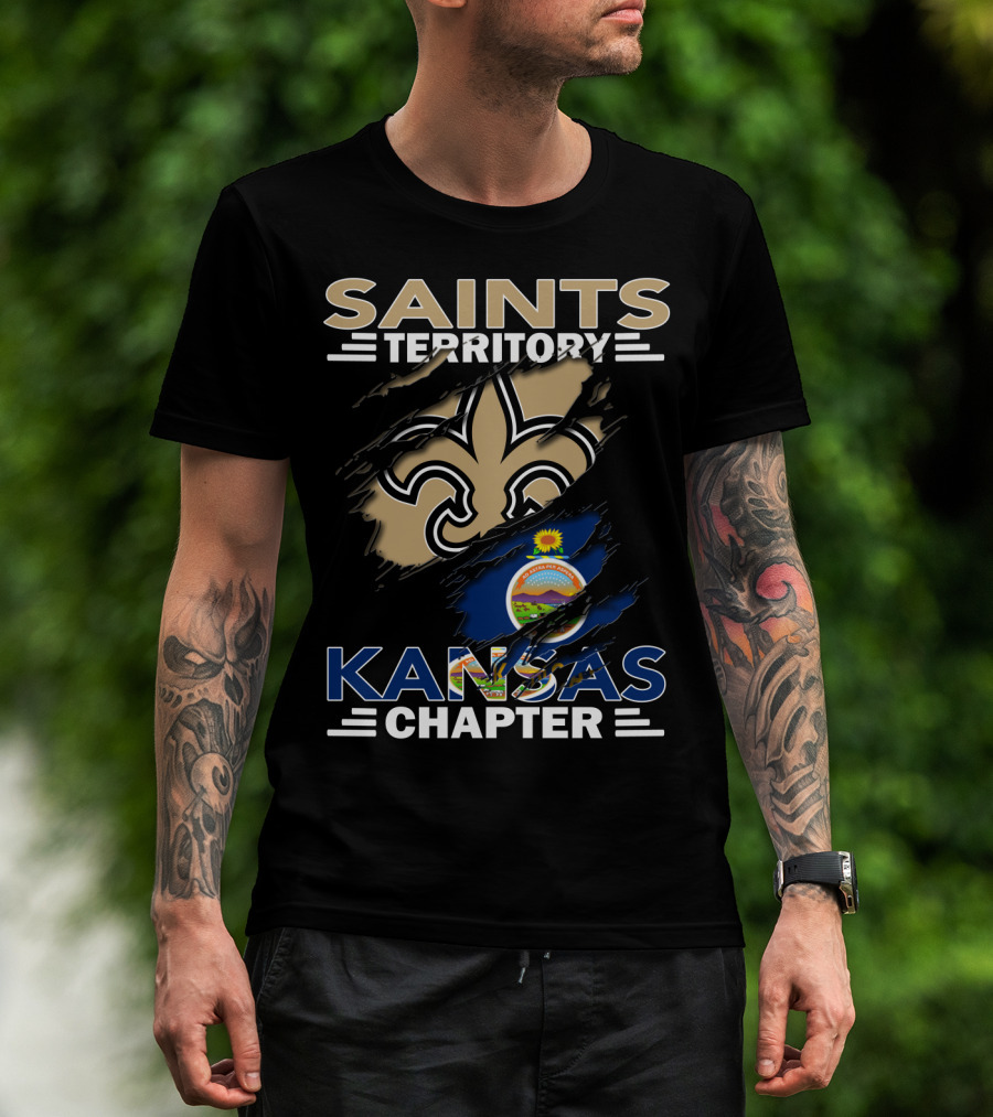 Saints Territory Kansas Chapter Fleur-de-Lis And State Seal Elements T-Shirt