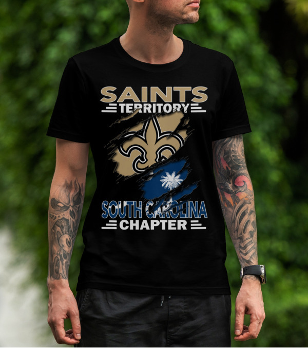Saints Territory South Carolina Chapter Fleur-de-lis And Palmetto Flag T-Shirt