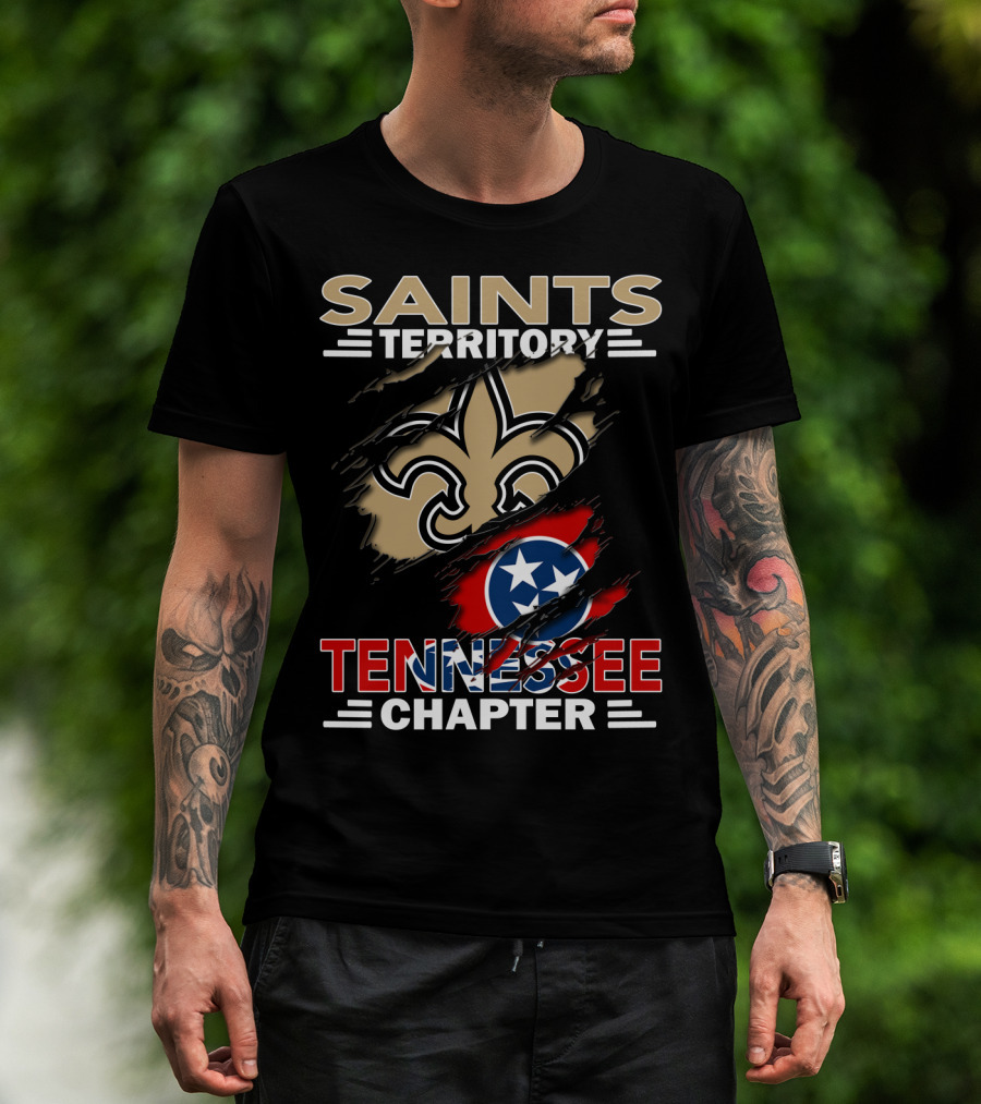 Saints Territory Tennessee Chapter Fleur-de-Lis And Tennessee Flag T-Shirt