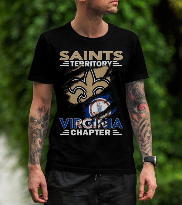 Saints Territory Virginia Chapter Fleur-de-Lis State Flag T-Shirt