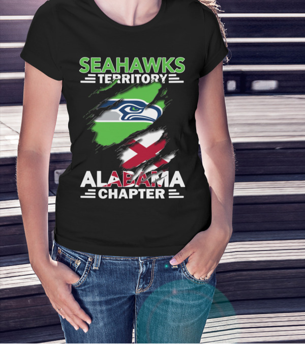 Seahawks Territory Alabama Chapter Flag With Ripped T-Shirt