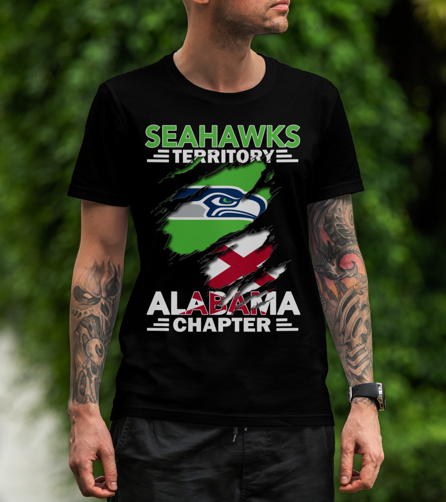 Seahawks Territory Alabama Chapter Flag With Ripped T-Shirt