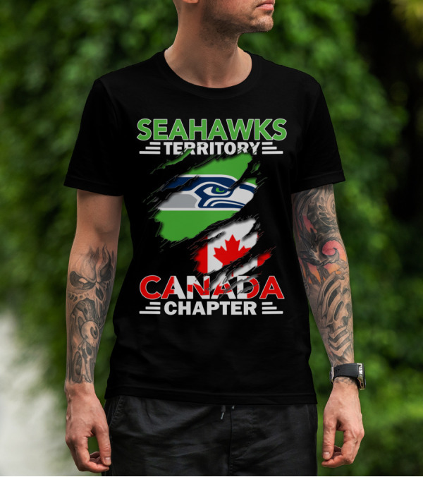 Seahawks Territory Canada Chapter Seahawks Logo With Canadian Flag T-Shirt