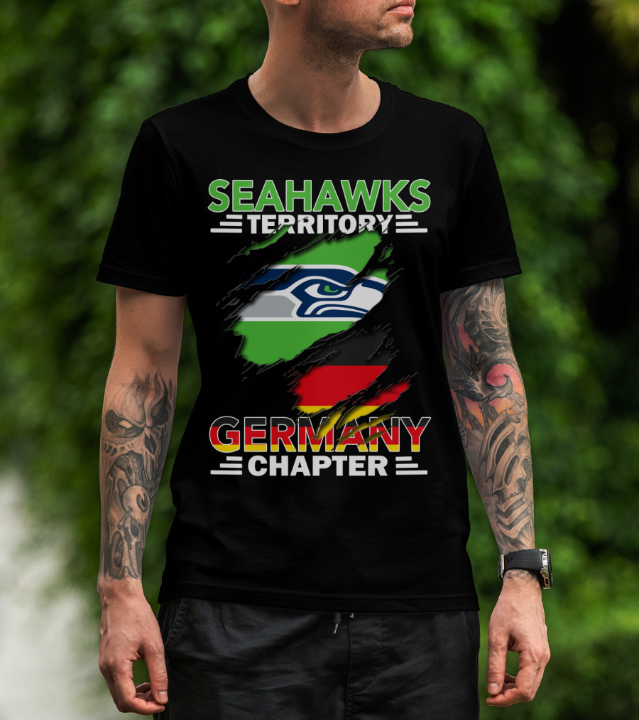 Seahawks Territory Germany Chapter Fan Community Featuring Iconic Team Logo And National Colors T-Shirt