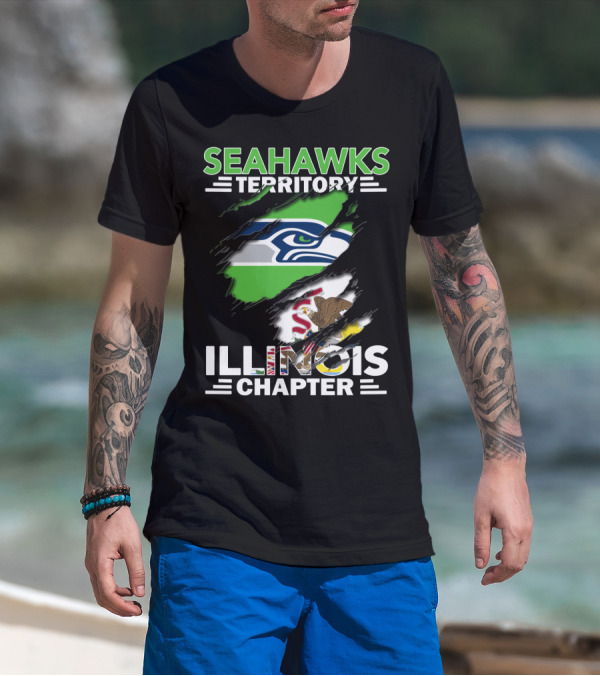 Seahawks Territory Illinois Chapter Logo With State Flag Elements T-Shirt