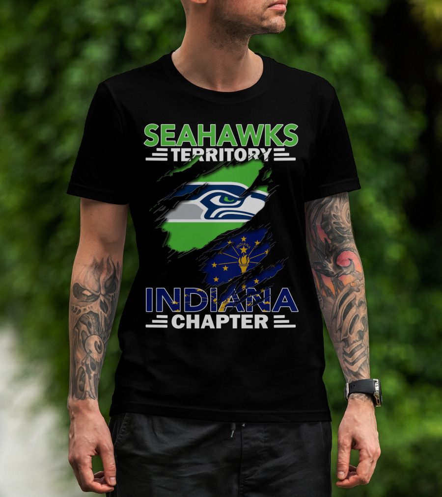 Seahawks Territory Indiana Chapter With Seattle Seahawks And Indiana State T-Shirt