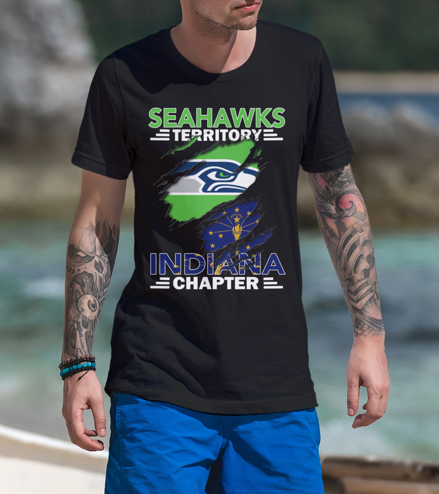 Seahawks Territory Indiana Chapter With Seattle Seahawks And Indiana State T-Shirt