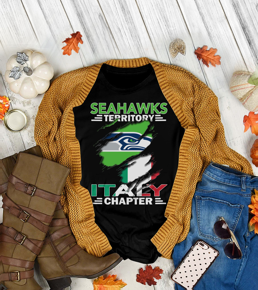 Seahawks Territory Italy Chapter with Italian Flag and Seahawks T-Shirt