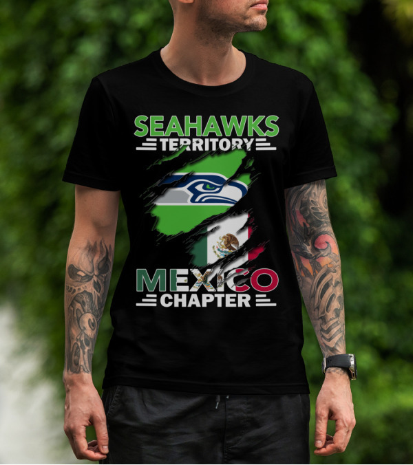 Seahawks Territory Mexico Chapter Flag And Logo Fusion T-Shirt