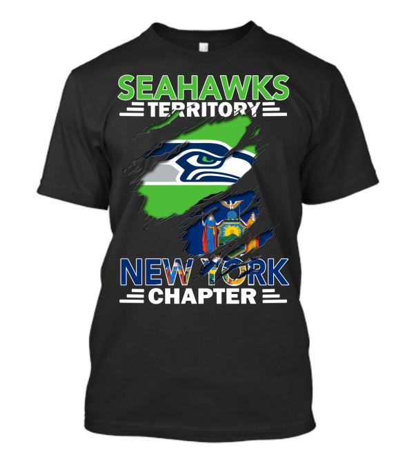 Seahawks Territory New York Chapter Logo And State Flag Integration T-Shirt