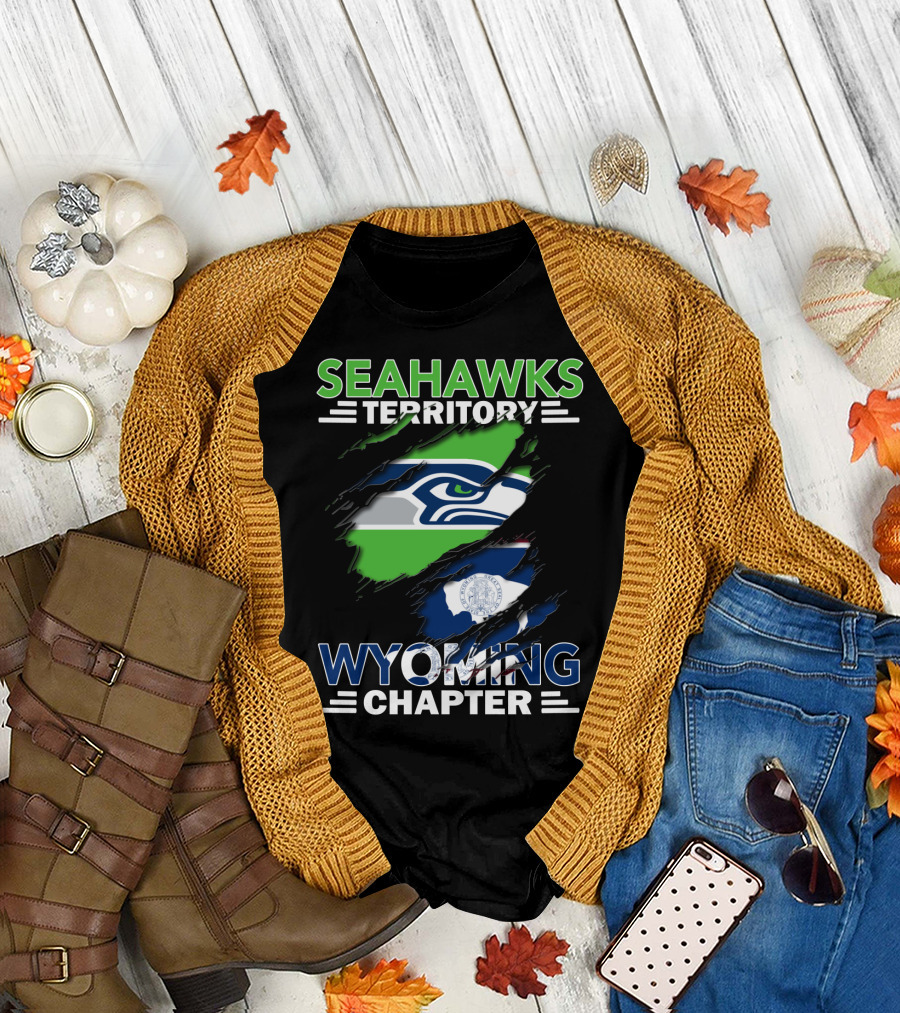 Seahawks Territory Wyoming Chapter Seahawks Logo Wyoming Flag T-Shirt