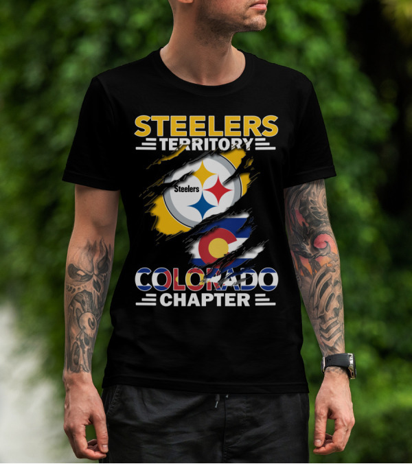 Steelers Territory Colorado Chapter Steelers Logo Colorado Flag T-Shirt