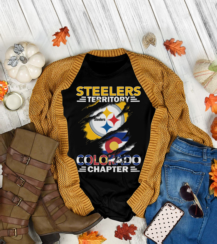 Steelers Territory Colorado Chapter Steelers Logo Colorado Flag T-Shirt