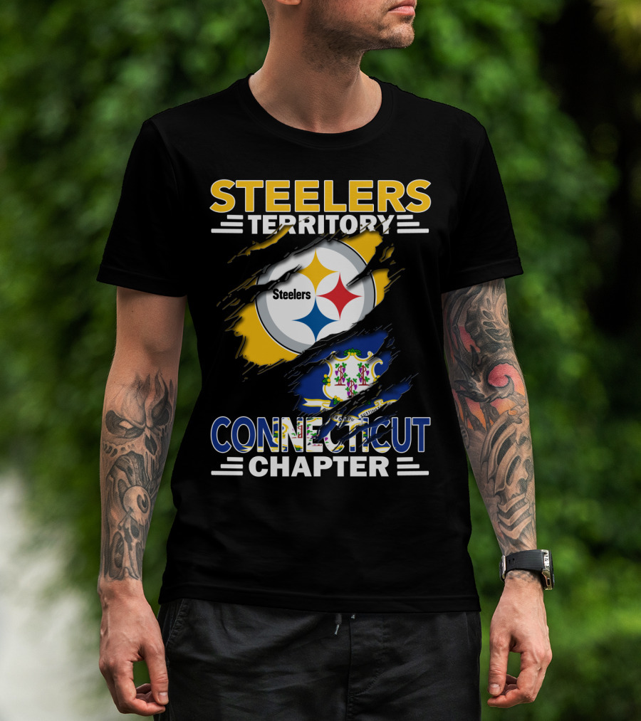 Steelers Territory Connecticut Chapter Steelers Logo Connecticut Flag T-Shirt