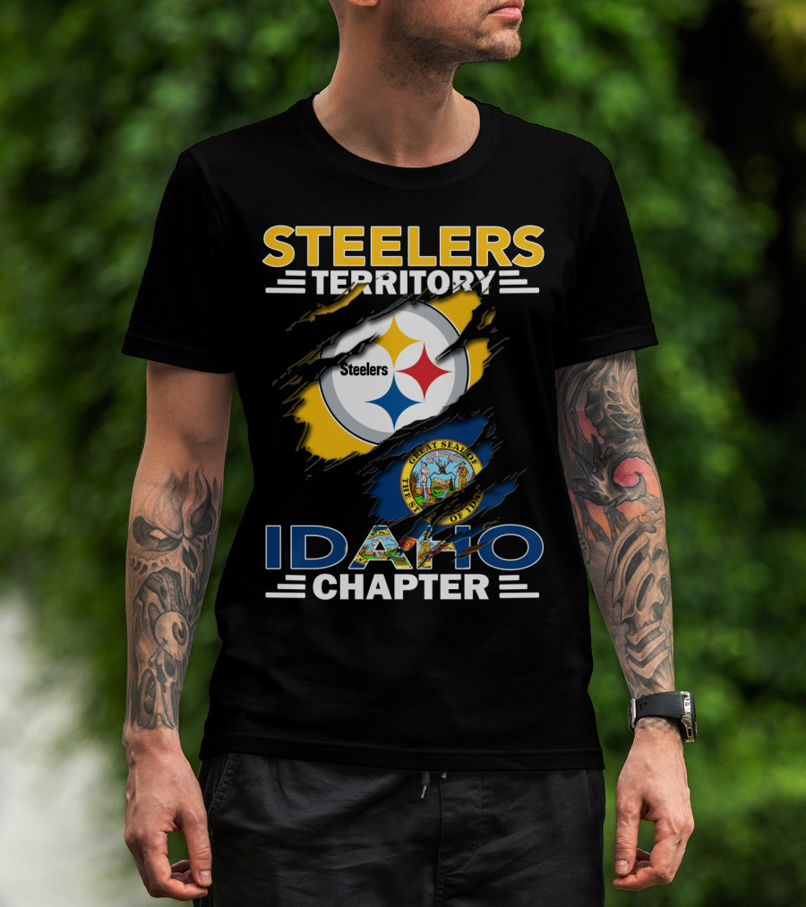 Steelers Territory Idaho Chapter Fan Logo With State Seal Integration T-Shirt