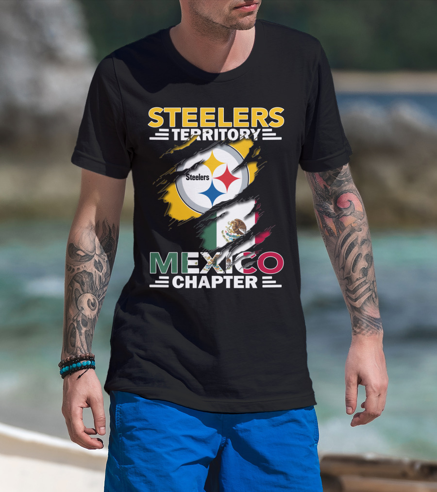 Steelers Territory Mexico Chapter Steelers Logo And Mexican Flag T-Shirt