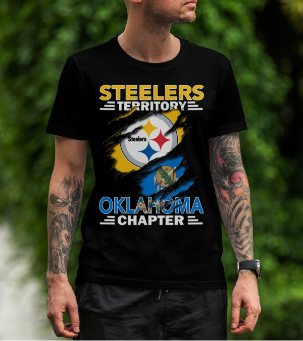 Steelers Territory Oklahoma Chapter Logo With State Flag T-Shirt
