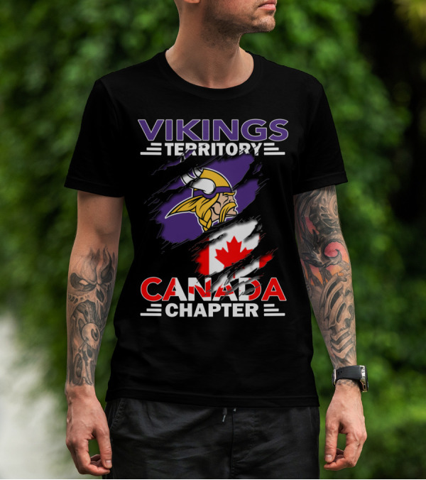 Vikings Territory Canada Chapter Canadian Flag And Viking Head T-Shirt