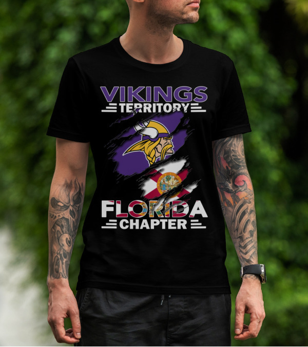 Vikings Territory Florida Chapter With Minnesota Vikings Logo And State T-Shirt