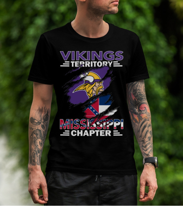 Vikings Territory Mississippi Chapter Nordic Warrior Symbol And Southern Flag Fusion T-Shirt