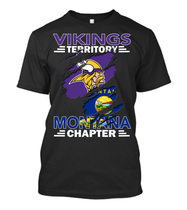 Vikings Territory Montana Chapter NFL Fan Club Minnesota Football Flag Fusion T-Shirt