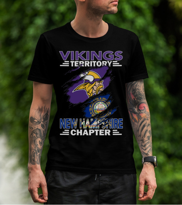 Vikings Territory New Hampshire Chapter Emblem With Viking Helmet And State Seal T-Shirt