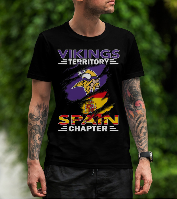 Vikings Territory Spain Chapter Vikings Logo Spain Flag T-Shirt