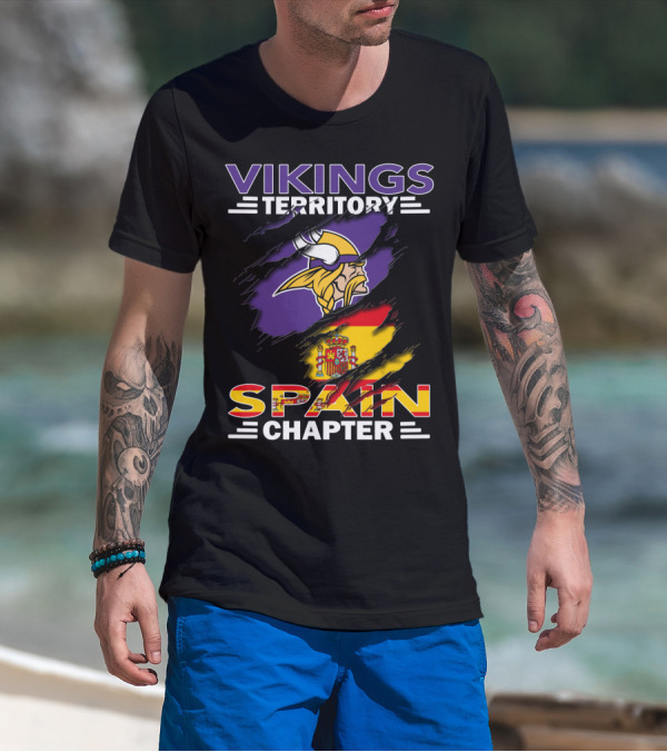 Vikings Territory Spain Chapter Vikings Logo Spain Flag T-Shirt