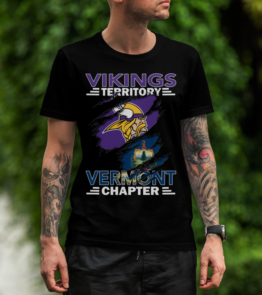 Vikings Territory Vermont Chapter Flag Slash T-Shirt