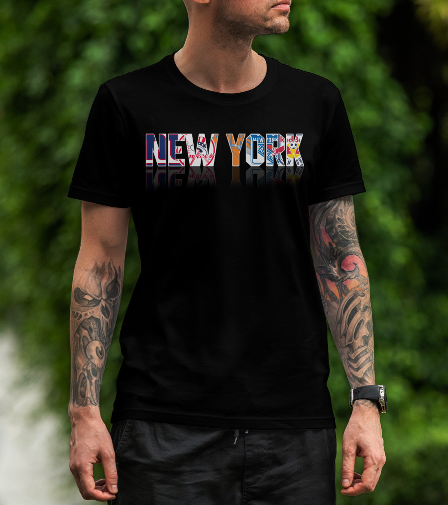 New York Yankees Mets Rangers Giants Knicks Jets Icons T-Shirt