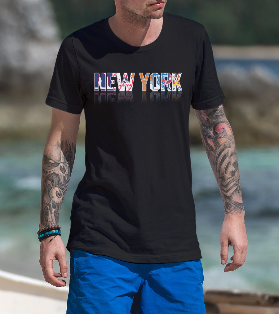 New York Yankees Mets Rangers Giants Knicks Jets Icons T-Shirt