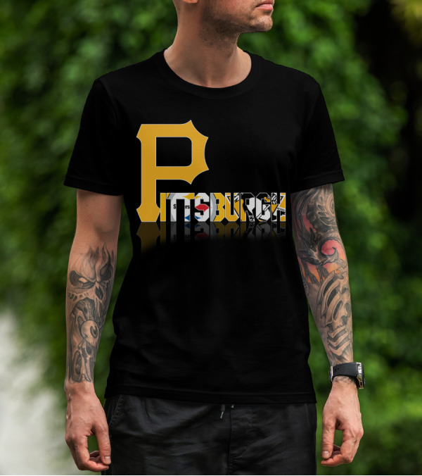 Pittsburgh Steelers Penguins Logos Reflected Contrasts T-Shirt