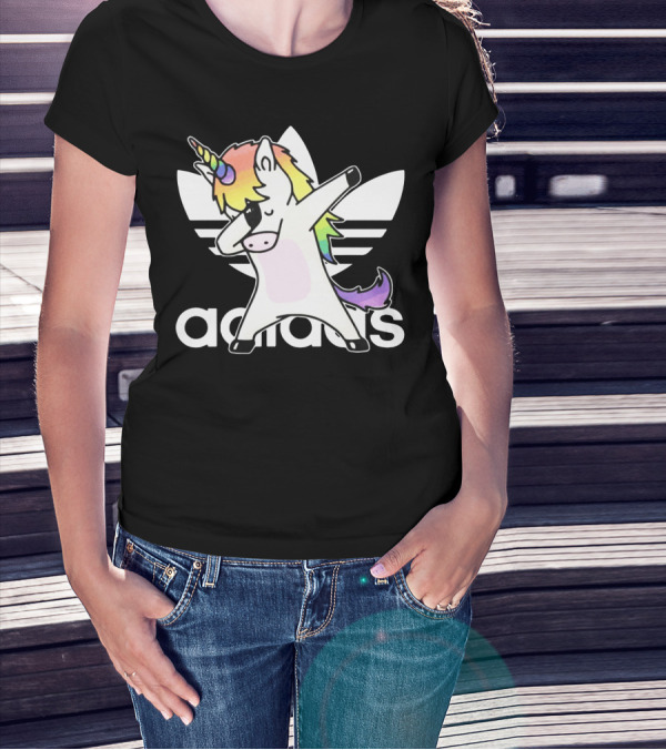 Unicorn Dabbing Adicolor Logo Rainbow Mane T-Shirt