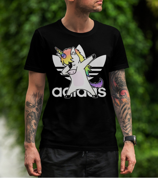 Unicorn Dabbing Adicolor Logo Rainbow Mane T-Shirt