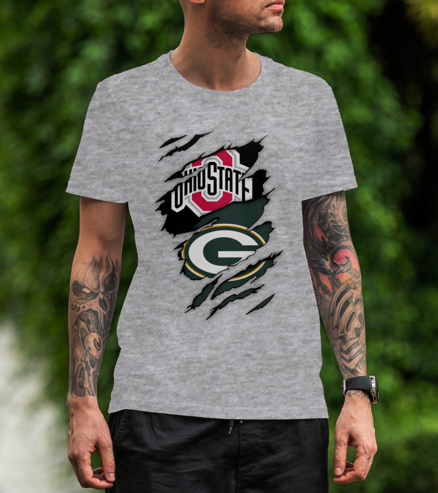 Ohio State Buckeyes Green Bay Packers Claw Rip T-Shirt